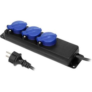 Orno - Heavy-duty Stekkerdoos voor Buiten - 3-voudig - 5 Meter - Zwart/blauw - IP44