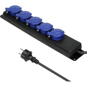 Orno - Heavy-duty Stekkerdoos - Verlengsnoer 3 Meter - 5 Voudig - Zwart/blauw