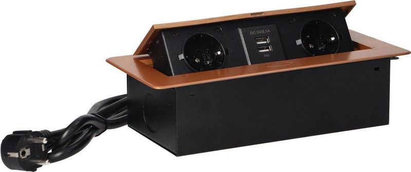 Orno - Pop-up Stekkerdoos - Goud - Inbouw met 2 Stopcontacten en 2 USB A
