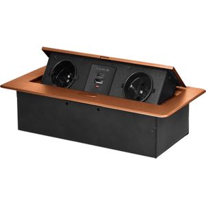 Orno - Inbouw Pop-Up Stekkerdoos - 2 Stopcontacten - 2 USB Aansluitingen - RVS