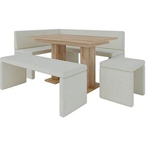 Hoekbank Akiko met tafel en banken - hoekbank groep voor uw eetkamer, keuken modern, zithoek, eethoek. Perfect voor keuken, kantoor en receptie. Solide afwerking (INARI 22, 168x128 rechts)