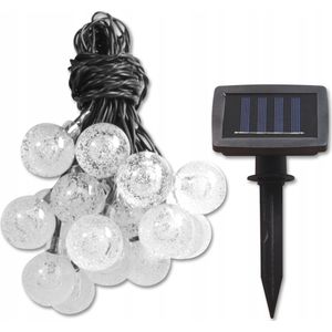 LED Lichtsnoer met Zonne-energie - Dag en Nacht Sensor - Warm Wit 3000K - 4.85 Meter - 20 LED's - Waterdicht IP44