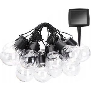 LED Lichtsnoer met Zonne-energie - Dag en Nacht Sensor - Warm Wit 3000K - 3.35 Meter - 10 LED's - Waterdicht IP44