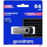 GoodRam - USB Geheugenstick - UTS3 - USB-A 3.2 - 64 GB - Zwart/Zilver