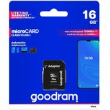 Micro SD-Kaart GoodRam M1AA Zwart - MicroSD 16GB cl. 10 UHS-I + Adapter - MicroSDHC