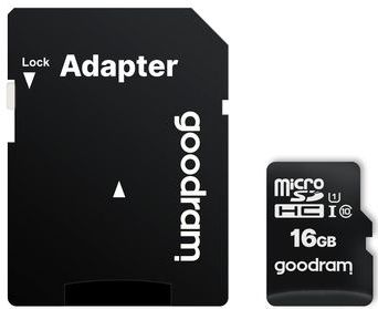 Micro SD-Kaart GoodRam M1AA Zwart - MicroSD 16GB cl. 10 UHS-I + Adapter - MicroSDHC