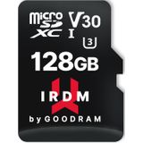 Goodram Microkaart IRDM + adapter (microSDXC, 128 GB, U3, UHS-I), Geheugenkaart, Zwart