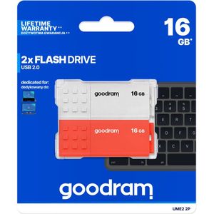 Goodram 2-PACK UME2-1280MXR11-2P USB flash drive 256 GB USB Type-A 3.2 Gen 1 (3.1 Gen 1) Zwart, Rood, Wit, Geel