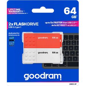 Goodram 2-PACK UME3-0640MXR11-2P USB flash drive 128 GB USB Type-A 3.2 Gen 1 (3.1 Gen 1) Zwart, Rood, Wit, Geel