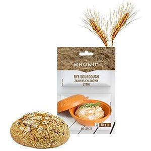 Browin 409421 Natuurlijk roggezuurdeeg met gist en mout, verpakking van 35 g – voor het bakken van 750 g zelfgemaakt, traditioneel brood in de oven of automaat, poeder