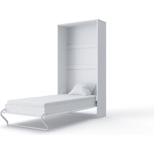 INVENTO 03 Verticaal Opklapbed - Logeerbed - Vouwbed - Bedkast - Mat Wit - 200x90 cm