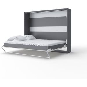 INVENTO 15 Horizontaal Vouwbed - Logeerbed - Opklapbed - Bedkast - Modern Design - Monaco Eik / Grijs -  200x160 cm