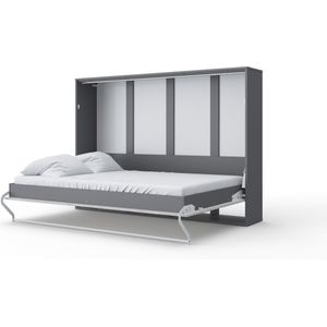 INVENTO 04 Horizontaal Vouwbed - Logeerbed - Opklapbed - Bedkast - Modern Design - Grijs / Monaco Eik - 200x140 cm