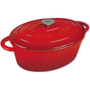 Kinghoff - 1612 - Gietijzeren Braadpan - Rood - Ovaal - 6,2L
