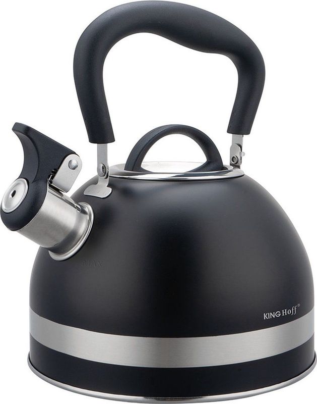 Kinghoff 1858 - Fluitketel met fluit - 1.8 liter - RVS - Zwart