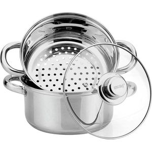 Kinghoff 3318 Stoompan - Ø24 cm - RVS - Geschikt voor Alle Warmtebronnen