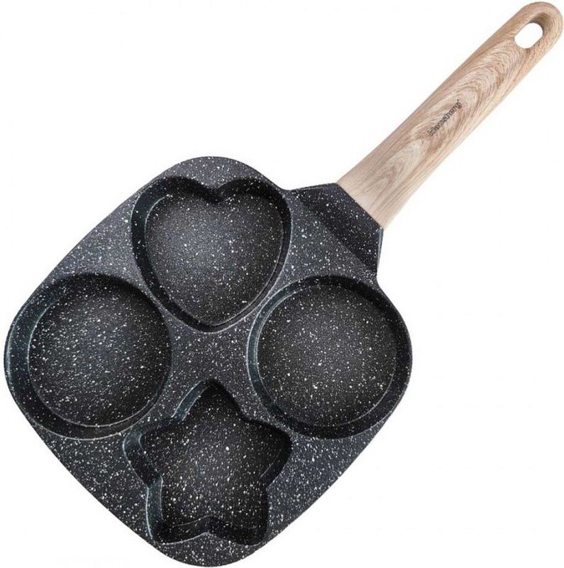 Klausberg Marmeren Eier- en Pannenkoekenpan met 4 Secties – Anti-aanbak, Creatieve Vormen, 19x19 cm