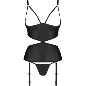 PE Jannies corset & thong with open cups black