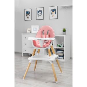 Kinderstoel — Caretero — model 2-in-1 — HIGH CHAIR TUVA PINK — hoge stoel 2-in-1 kan van hoge stoel naar set stoel en tafel