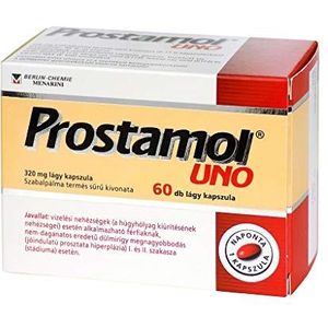 Prostamol Uno 60 capsules - een voedingssupplement dat aandoeningen die verband houden met prostaatvergroting verzacht, het plassen vergemakkelijkt