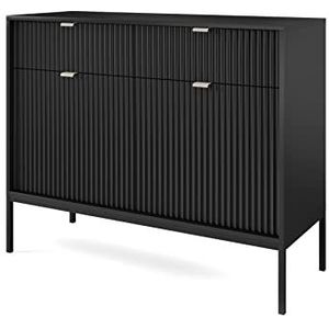 Furniture24 Nova KSZ104 kast woonkamerkast met 2 deuren laden zwart, 104x83x39