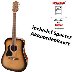 Richwood Artist Series linkshandige akoestische gitaar met handige akkoordenkaart