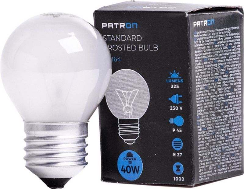 Patron - E27 Kogel Gloeilamp - Wit - 40W - Dimbaar - 325 Lumen