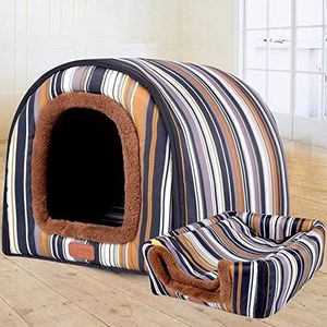 Extra Groot Huisdier Huis Hond Bed met Dak XL, Labrador Kalmerende Grot Medium Wasbaar Orthopedisch Kussen Rieten Verwarmd Pad Anti Angst Kauwen Jumbo Kleine Tent Stoer