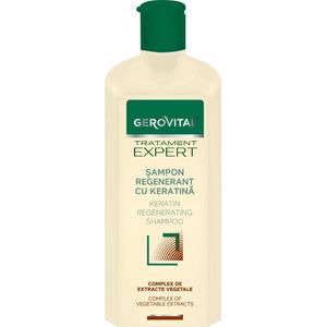 Gerovital Regenerating Shampoo met Keratine - Herstellende en anti-val werking - Hydrateert en versterkt droog en beschadigd haar - Met plantenextracten en bioactief complex, 250 ml