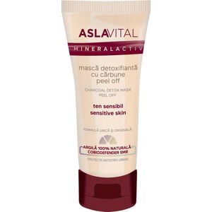 Aslavital Charcoal detox masker PEEL OFF - gezichtsmasker - gevoelige huid - 100% natuurlijke klei - sintcadeau - 100ml
