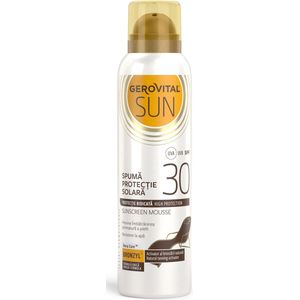 Gerovital SUN - Gezichtzonnecreme Mousse SPF30- UVA/UVB - Sunscreen - Natural tanning activator- 150ml - met Rona Care™ Bronzyl® , Vitamin E ,olijfolie -Waterbestendig- zonnebrand