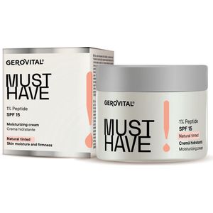 DD Hydraterende dagcrème voor vrouwen 1% Peptiden en SPF 15 , natuurlijk getint - Vitamine E, DD Crème Dagelijkse Verdediging | Uniforme, Beschermde en Tonische Huid- Gerovital Must Have 50ml