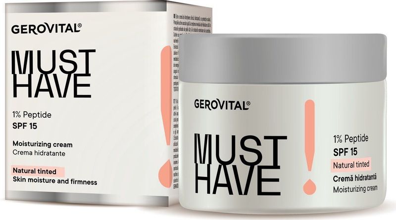 DD Hydraterende dagcrème voor vrouwen 1% Peptiden en SPF 15 , natuurlijk getint - Vitamine E, DD Crème Dagelijkse Verdediging | Uniforme, Beschermde en Tonische Huid- Gerovital Must Have 50ml