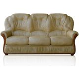 DAPHNE - Driezitsbank van 100% buffel leer - beige - Charmante stijl, comfortabel en duurzaam - L183 x D91 x H97 cm