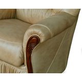 DAPHNE - Driezitsbank van 100% buffel leer - beige - Charmante stijl, comfortabel en duurzaam - L183 x D91 x H97 cm