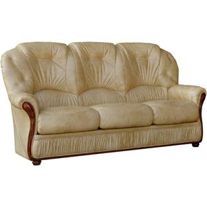 DAPHNE - Driezitsbank van 100% buffel leer - beige - Charmante stijl, comfortabel en duurzaam - L183 x D91 x H97 cm