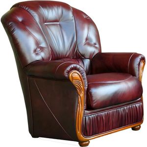 Fauteuil DAPHNE van 100% buffel leer - bordeaux rood