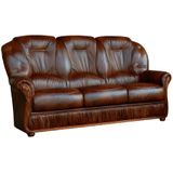 DAPHNE Driezitsbank van 100% buffel leer - bruin | Charmante stijl, comfort en kwaliteit | L183 x D91 x H97 cm