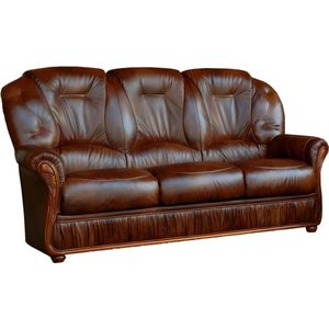 Driezitsbank DAPHNE - Bruin - 100% Buffelleer - 3 Plaatsen