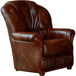 Vente-unique Fauteuil DAPHNE van 100% buffelleer - Bruin L 83 cm x H 97 cm x D 91 cm