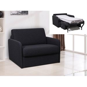 Slaapfauteuil met matras van stof NADOA - Slaapafmeting 100 cm - Donkergrijs L 132 cm x H 88 cm x D 96 cm