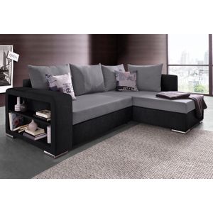 Ecksofa John mit Bettfunktion, Bettkasten und Regalarmteil
