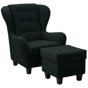 Home affaire Oorfauteuil Alexander incl. hocker, met stiksels, in vele kleuren (2 stuks)