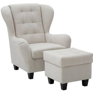 Home affaire Oorfauteuil Alexander incl. hocker, met stiksels, in vele kleuren (2 stuks)