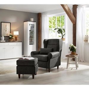 Home affaire Ohrensessel "Eric", inklusive Hocker in Karostoff oder Luxusmicrofaser Vintageoptik