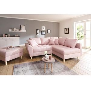Home affaire Ecksofa "Rice L-Form inkl. Hocker", (Set, mit Hocker), mit Bonnellfederkern, Hocker & Kissen, Ottomane beidseitig montierbar