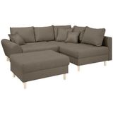 Home affaire Ecksofa Rice L-Form inkl. Hocker, Set, mit Bonnellfederkern, Hocker & Kissen, Ottomane beidseitig montierbar