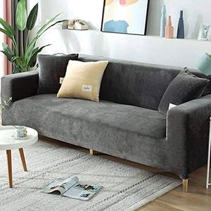 Luxe fluwelen bankhoes voor 2-, 3-, 4-zits, zachte pluche sofa beschermer, rekbare armsteun sofahoes, waterbestendige meubelbeschermer - grijs - 2-zits, 140 - 170 cm