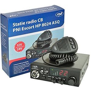 CB Radio PNI Escort HP 8024 instelbaar ASQ, 12V - 24V, 4W AM/FM, zwart
