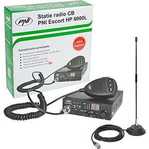 CB radio KIT PNI ESCORT HP 8000L ASQ + CB antenne PNI Extra 40 SWR 1.0, 44 cm hoogte, 4 m RG58 kabel en magnetische houder inbegrepen